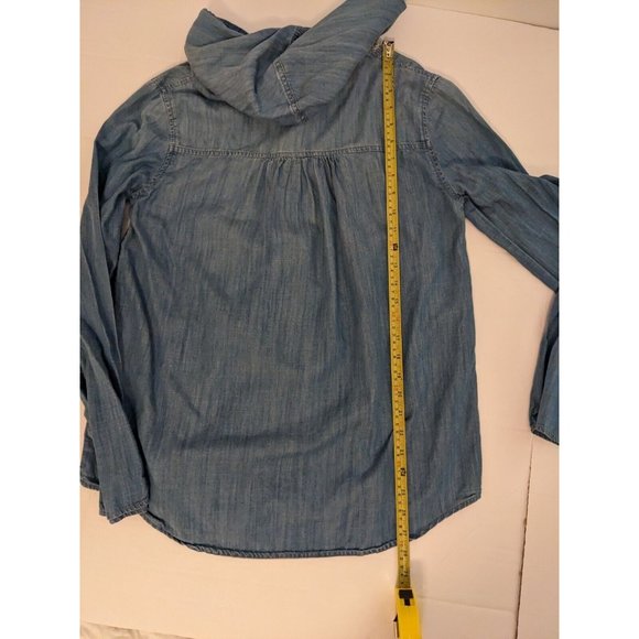 WOMENS VOLCOM AMONG US LONG SLEEVE Denim washed blue button up cotton size M - Picture 8 of 8